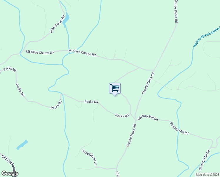 map of restaurants, bars, coffee shops, grocery stores, and more near 378 Parks Drive in Dahlonega