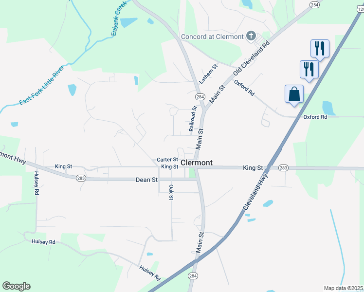 map of restaurants, bars, coffee shops, grocery stores, and more near 197 Addington Street in Clermont