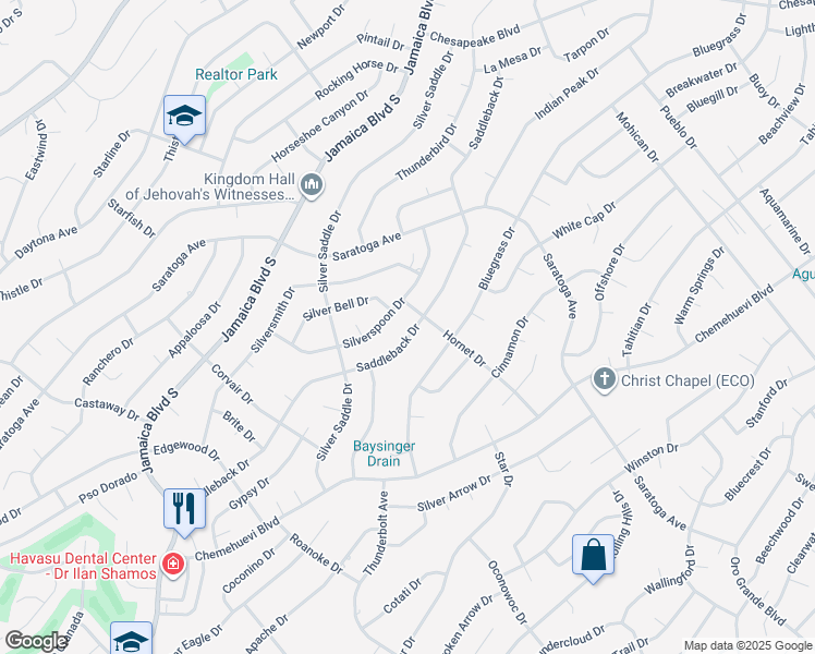 map of restaurants, bars, coffee shops, grocery stores, and more near 3267 Saddleback Drive in Lake Havasu City