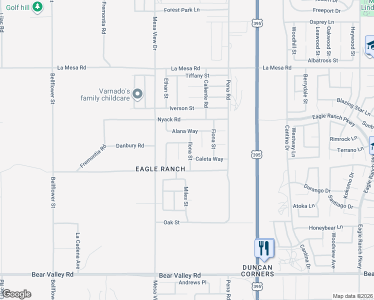 map of restaurants, bars, coffee shops, grocery stores, and more near 12582 Ilona Street in Victorville