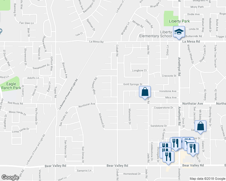 map of restaurants, bars, coffee shops, grocery stores, and more near 12579 Gentle Breeze Way in Victorville