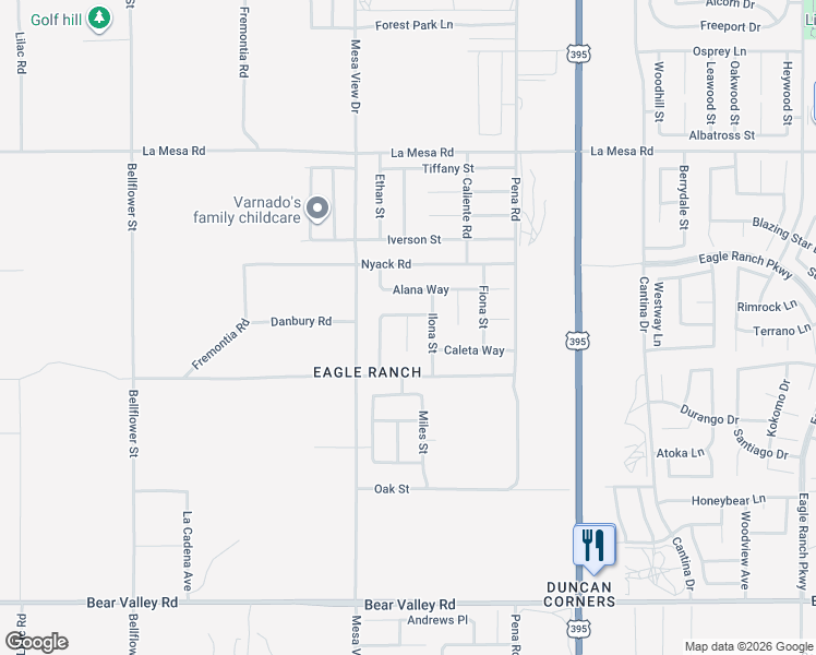 map of restaurants, bars, coffee shops, grocery stores, and more near 12582 Ilona Street in Victorville