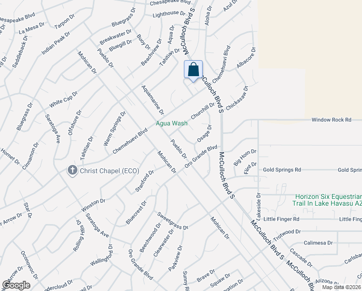map of restaurants, bars, coffee shops, grocery stores, and more near 791 Pueblo Drive in Lake Havasu City