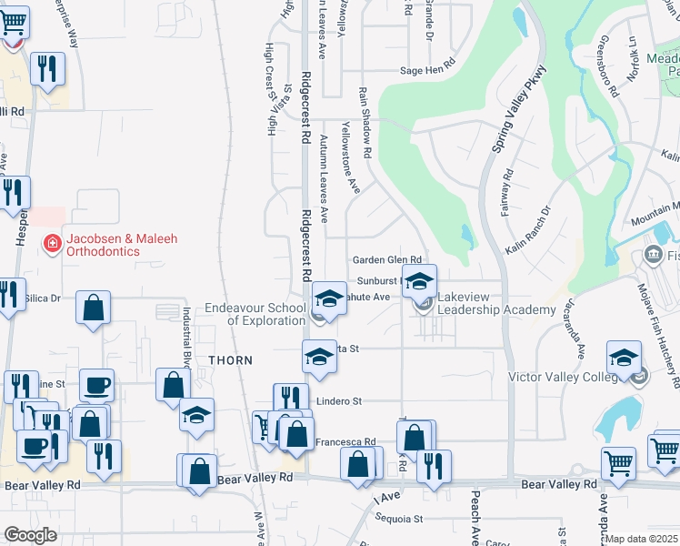 map of restaurants, bars, coffee shops, grocery stores, and more near in Victorville