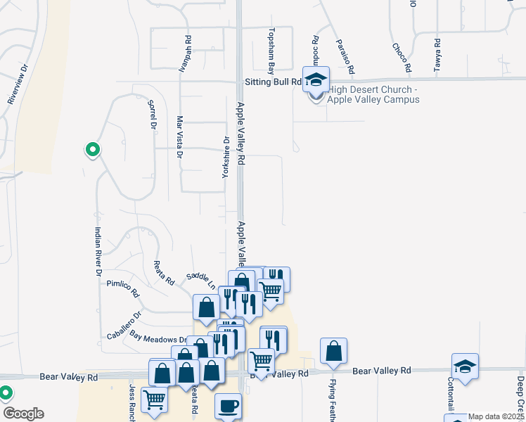 map of restaurants, bars, coffee shops, grocery stores, and more near Apple Valley Road in Apple Valley
