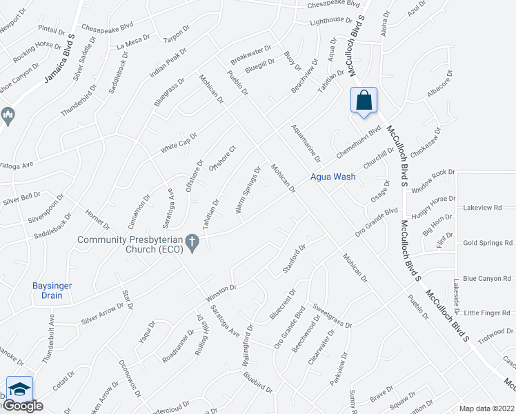 map of restaurants, bars, coffee shops, grocery stores, and more near 3595 Chemehuevi Boulevard in Lake Havasu City