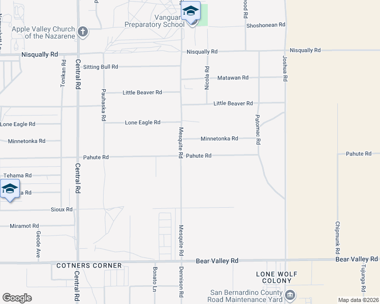 map of restaurants, bars, coffee shops, grocery stores, and more near 22934 Pahute Road in Apple Valley
