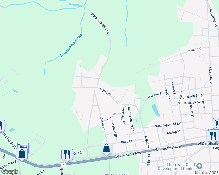 map of restaurants, bars, coffee shops, grocery stores, and more near 614 North Bell Street in Clinton