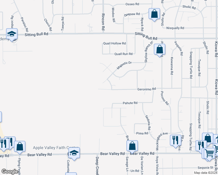map of restaurants, bars, coffee shops, grocery stores, and more near 12538 Overlook Road in Apple Valley