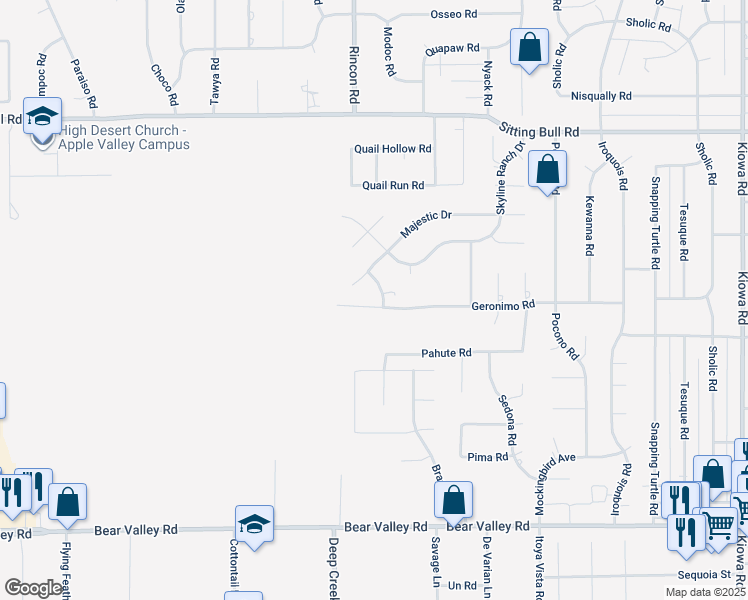 map of restaurants, bars, coffee shops, grocery stores, and more near 12538 Overlook Road in Apple Valley
