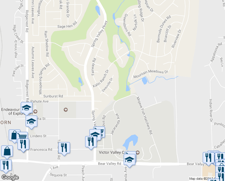 map of restaurants, bars, coffee shops, grocery stores, and more near 12536 Elmcroft Lane in Victorville