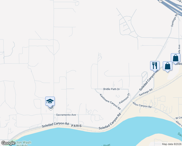 map of restaurants, bars, coffee shops, grocery stores, and more near 2825 Soledad Canyon Road in Acton