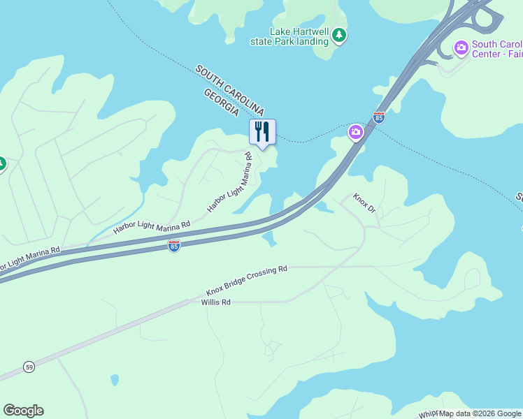 map of restaurants, bars, coffee shops, grocery stores, and more near 1316 Harbor Light Marina Road in Lavonia