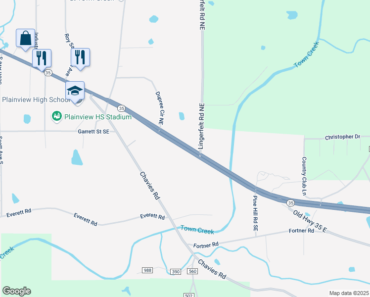 map of restaurants, bars, coffee shops, grocery stores, and more near 2230 East Main Street in Rainsville