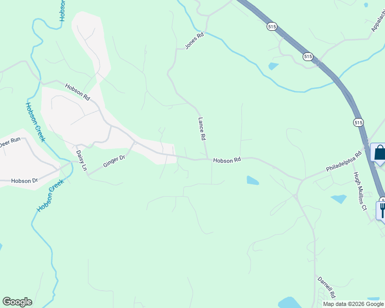 map of restaurants, bars, coffee shops, grocery stores, and more near 594 Hobson Road in Jasper