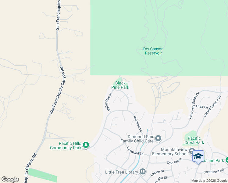 map of restaurants, bars, coffee shops, grocery stores, and more near 29259 Black Pine Way in Santa Clarita