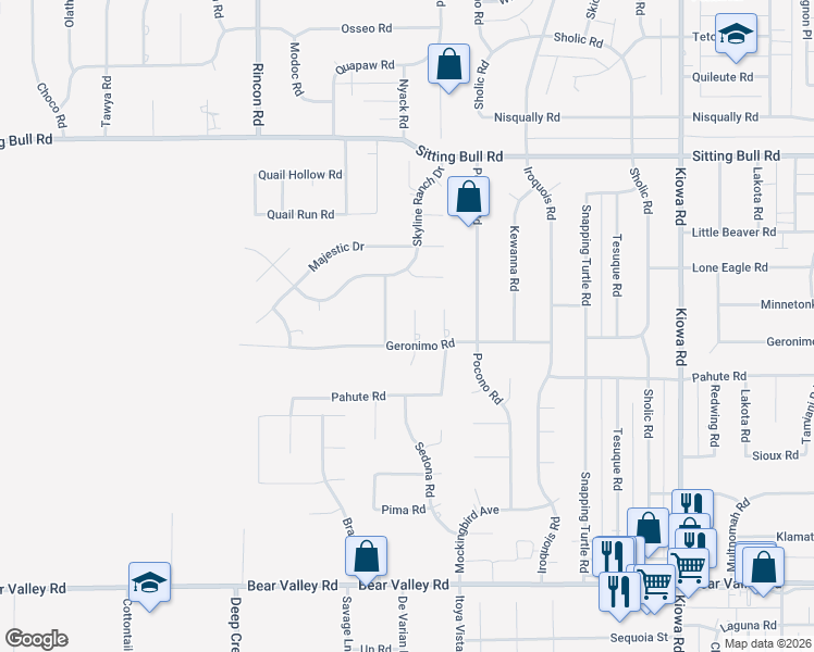 map of restaurants, bars, coffee shops, grocery stores, and more near 12562 Sarsi Court in Apple Valley