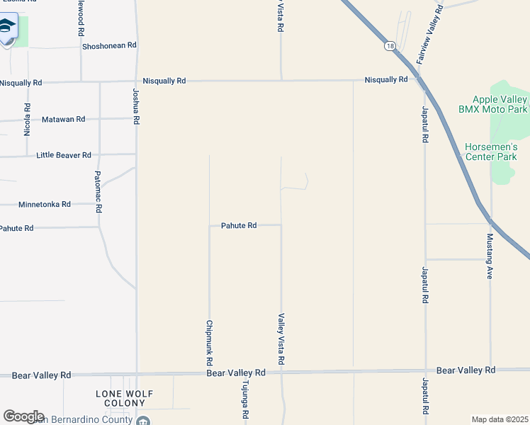 map of restaurants, bars, coffee shops, grocery stores, and more near Pahute Road in Apple Valley