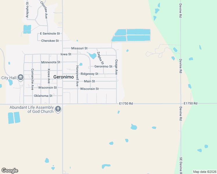 map of restaurants, bars, coffee shops, grocery stores, and more near 824 E Main St in Geronimo