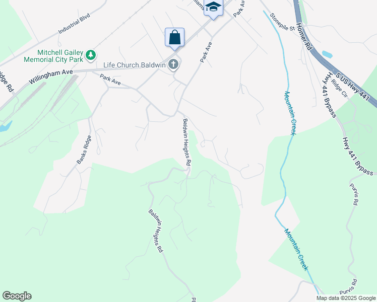 map of restaurants, bars, coffee shops, grocery stores, and more near 287 Baldwin Heights Road in Baldwin