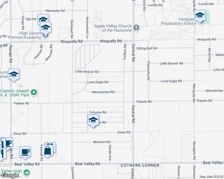 map of restaurants, bars, coffee shops, grocery stores, and more near 22382 Minnetonka Road in Apple Valley