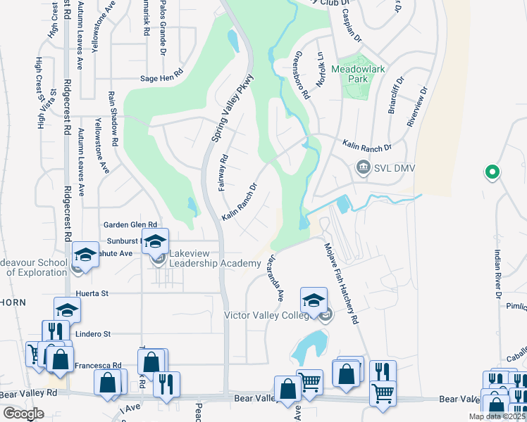 map of restaurants, bars, coffee shops, grocery stores, and more near 12628 Ashbrook Court in Victorville