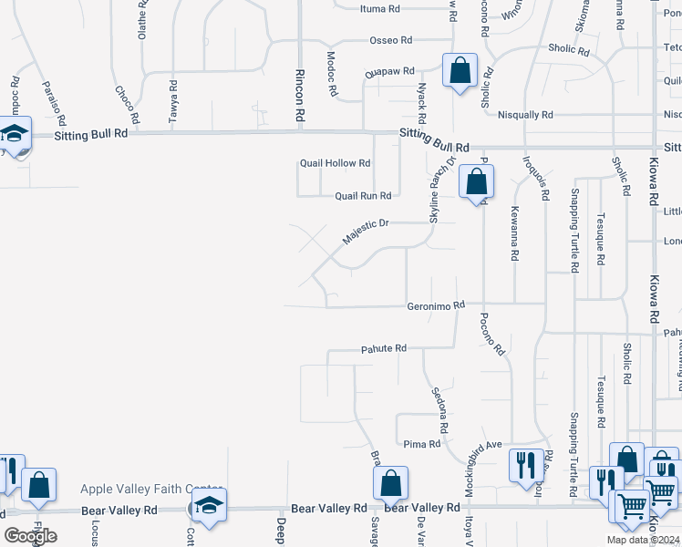 map of restaurants, bars, coffee shops, grocery stores, and more near 12574 Skyline Ranch Court in Apple Valley