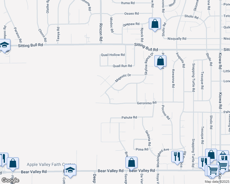 map of restaurants, bars, coffee shops, grocery stores, and more near 12574 Skyline Ranch Court in Apple Valley
