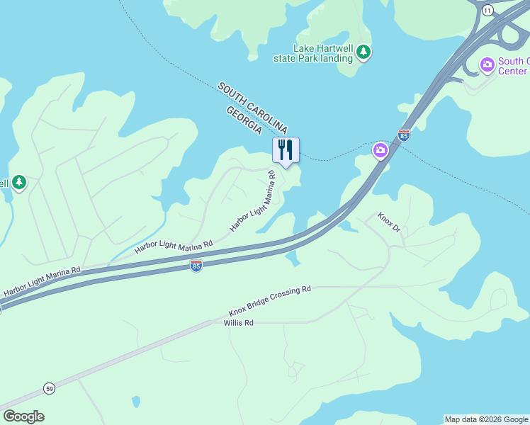 map of restaurants, bars, coffee shops, grocery stores, and more near 1316 Harbor Light Marina Road in Lavonia