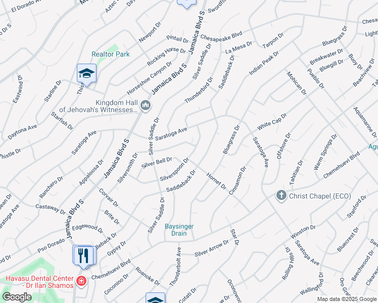 map of restaurants, bars, coffee shops, grocery stores, and more near 3311 Silverspoon Dr in Lake Havasu City