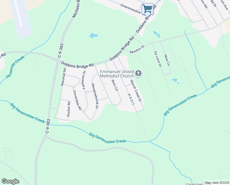 map of restaurants, bars, coffee shops, grocery stores, and more near 1012 Bern Circle in Anderson