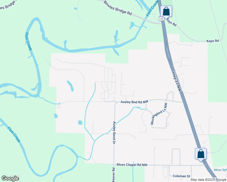 map of restaurants, bars, coffee shops, grocery stores, and more near 2606 Park Avenue Northwest in Hartselle