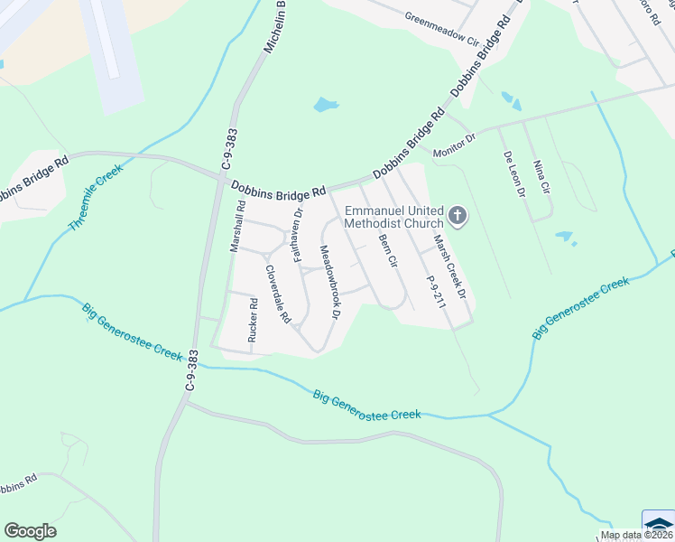map of restaurants, bars, coffee shops, grocery stores, and more near 200 Meadowbrook Drive in Anderson