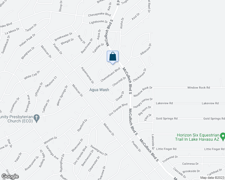 map of restaurants, bars, coffee shops, grocery stores, and more near 770 Churchill Bay in Lake Havasu City