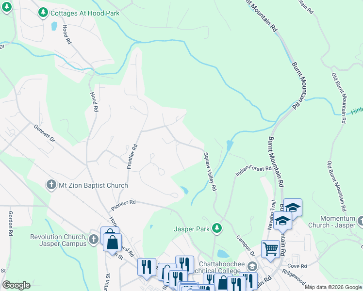 map of restaurants, bars, coffee shops, grocery stores, and more near 15 Rachel Drive in Jasper