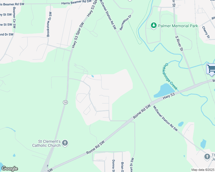 map of restaurants, bars, coffee shops, grocery stores, and more near 241 Briarpatch Lane in Calhoun
