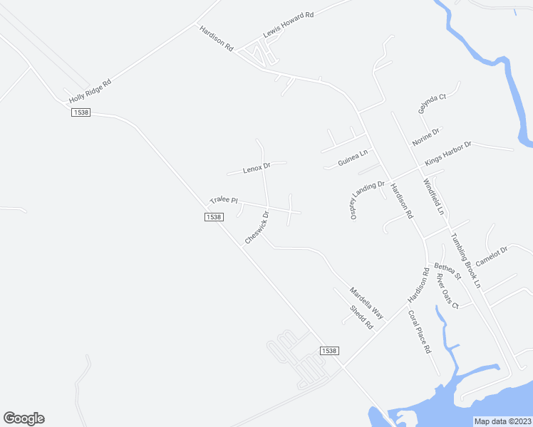 map of restaurants, bars, coffee shops, grocery stores, and more near 213 Cheswick Drive in Holly Ridge