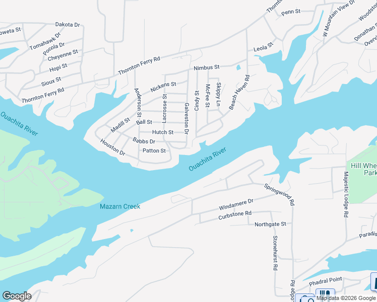map of restaurants, bars, coffee shops, grocery stores, and more near 317 Galveston Drive in Hot Springs