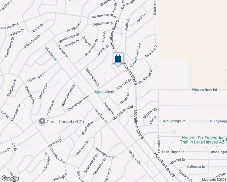 map of restaurants, bars, coffee shops, grocery stores, and more near 3800 Churchill Drive in Lake Havasu City