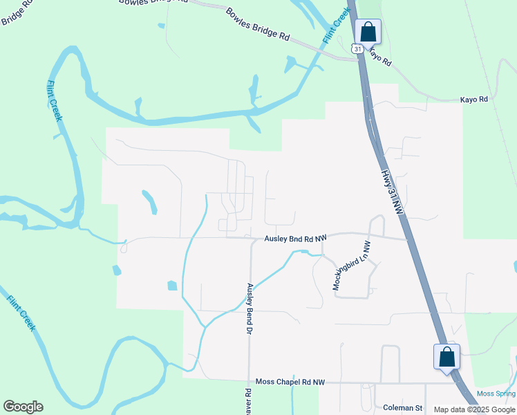map of restaurants, bars, coffee shops, grocery stores, and more near 2606 Park Avenue Northwest in Hartselle