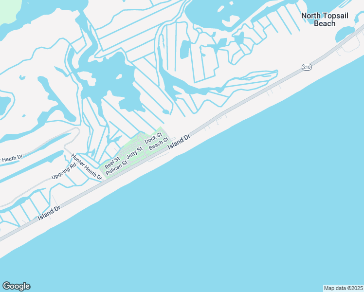 map of restaurants, bars, coffee shops, grocery stores, and more near 4110 North Carolina 210 in North Topsail Beach
