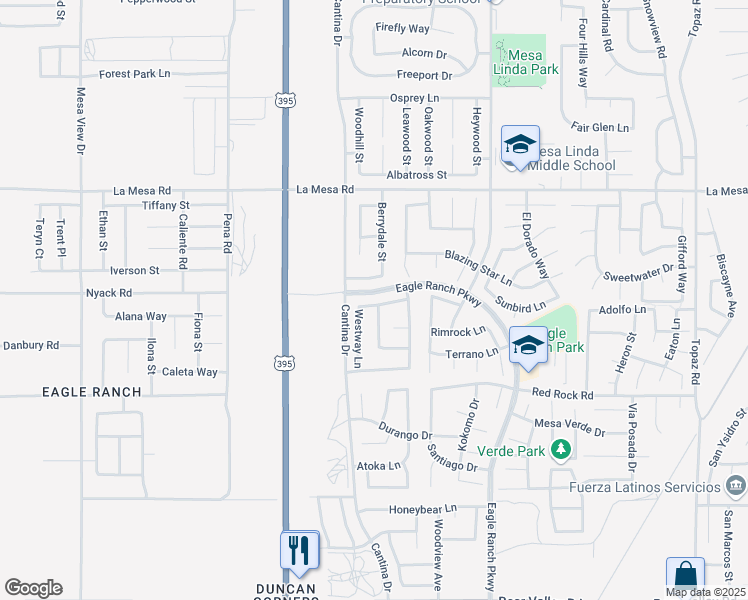 map of restaurants, bars, coffee shops, grocery stores, and more near 12260 Primavera Way in Victorville