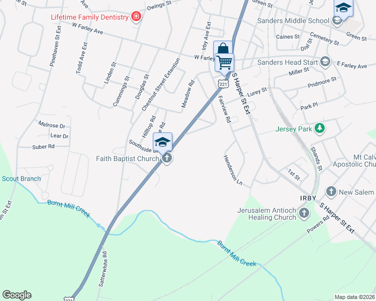 map of restaurants, bars, coffee shops, grocery stores, and more near 313 Crescent Drive in Laurens
