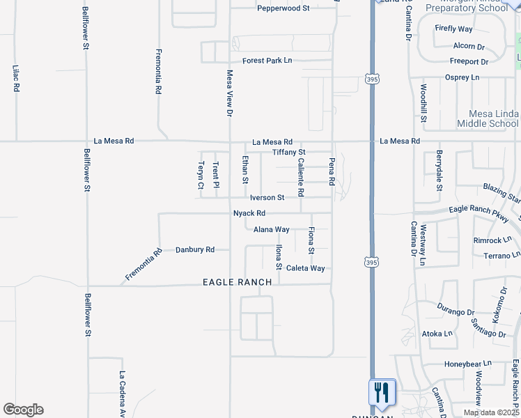 map of restaurants, bars, coffee shops, grocery stores, and more near 11784 Nyack Road in Victorville