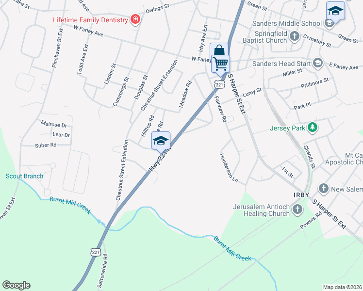 map of restaurants, bars, coffee shops, grocery stores, and more near 313 Crescent Drive in Laurens
