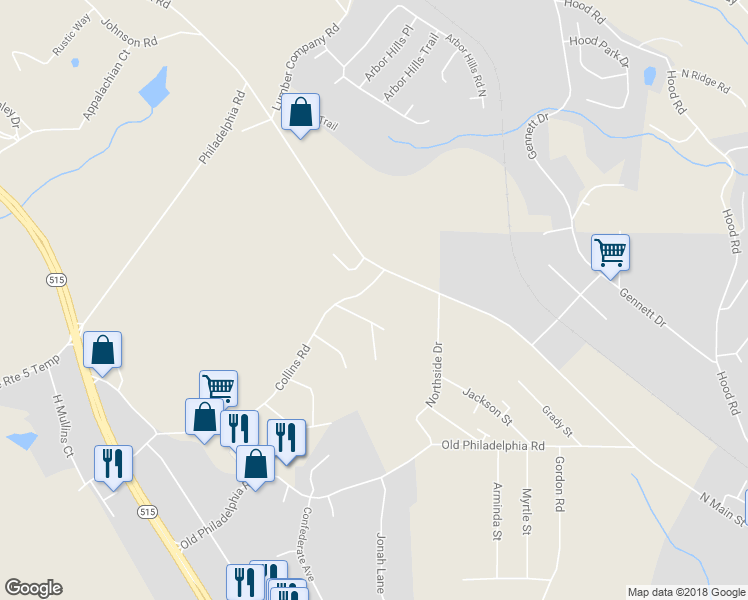 map of restaurants, bars, coffee shops, grocery stores, and more near 35 Collins Road in Big Canoe