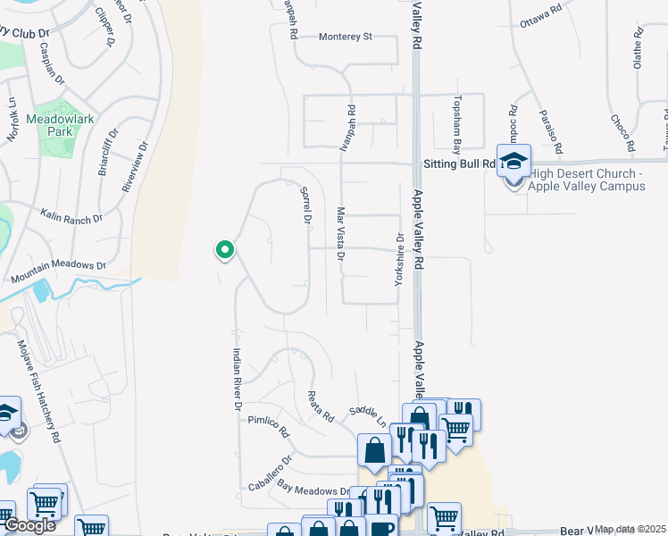 map of restaurants, bars, coffee shops, grocery stores, and more near 12682 Mar Vista Drive in Apple Valley