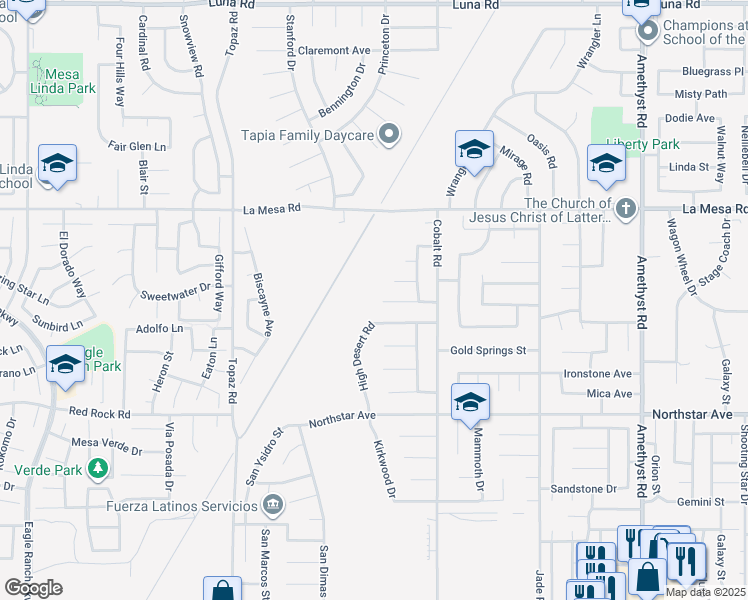 map of restaurants, bars, coffee shops, grocery stores, and more near 13186 Blue Mesa Court in Victorville