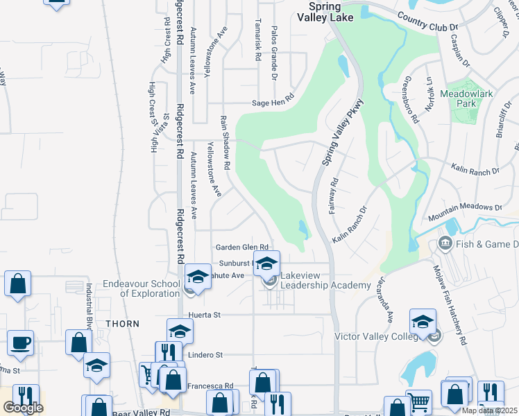 map of restaurants, bars, coffee shops, grocery stores, and more near 12679 Rain Shadow Road in Victorville