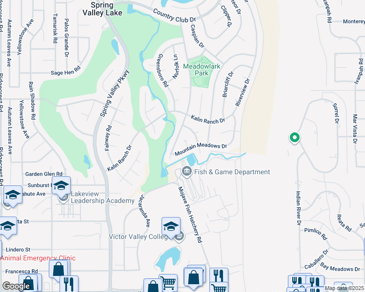 map of restaurants, bars, coffee shops, grocery stores, and more near 12690 Augusta Way in Victorville